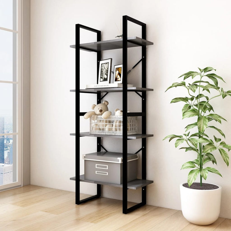 Boekenkast met 4 schappen 60x30x140 cm massief grenenhout grijs MeubelReus