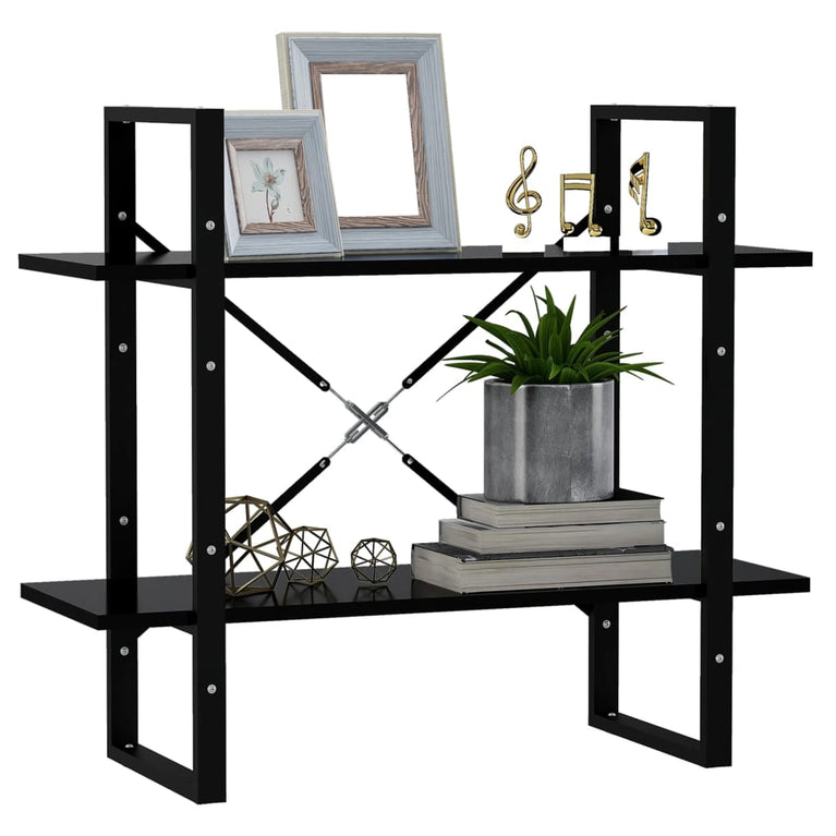 Boekenkast met 2 schappen 80x30x70 cm spaanplaat zwart MeubelReus