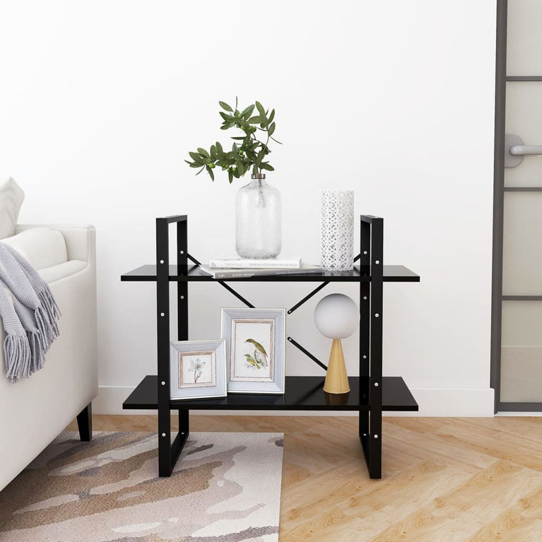 Boekenkast met 2 schappen 80x30x70 cm spaanplaat zwart MeubelReus