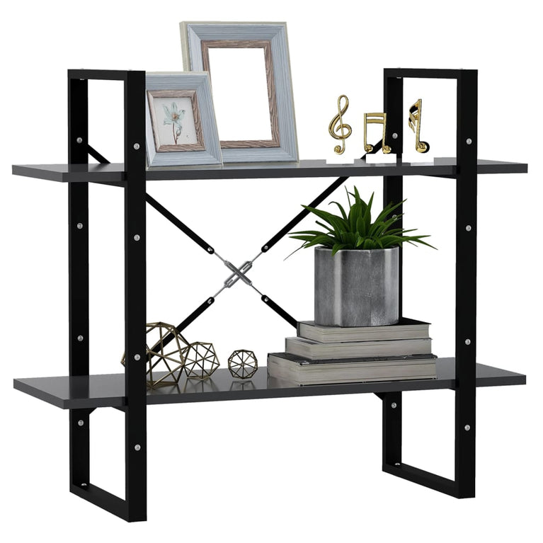 Boekenkast met 2 schappen 80x30x70 cm spaanplaat grijs MeubelReus