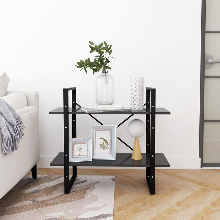 Boekenkast met 2 schappen 80x30x70 cm spaanplaat grijs MeubelReus