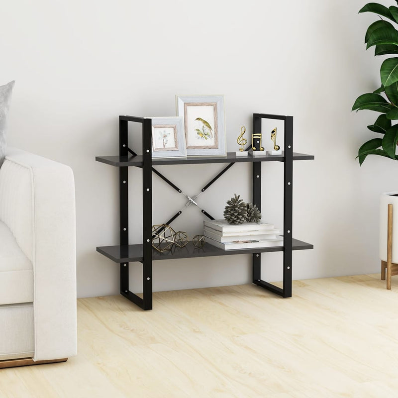 Boekenkast met 2 schappen 80x30x70 cm spaanplaat grijs MeubelReus
