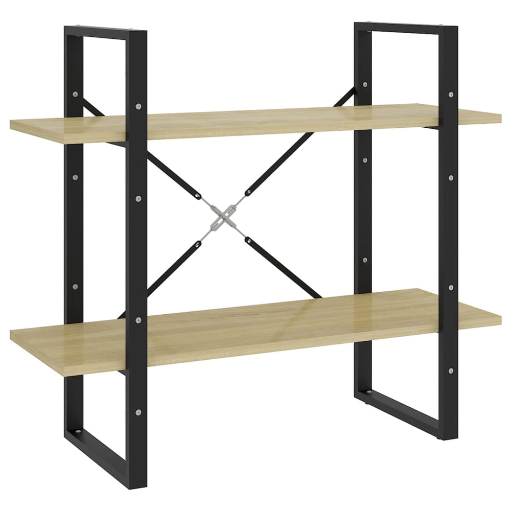 Boekenkast met 2 schappen 80x30x70 cm spaanplaat sonoma eiken MeubelReus
