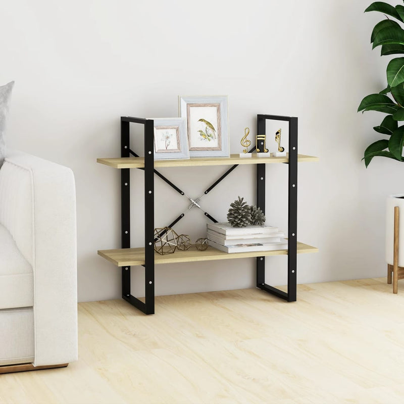 Boekenkast met 2 schappen 80x30x70 cm spaanplaat sonoma eiken MeubelReus