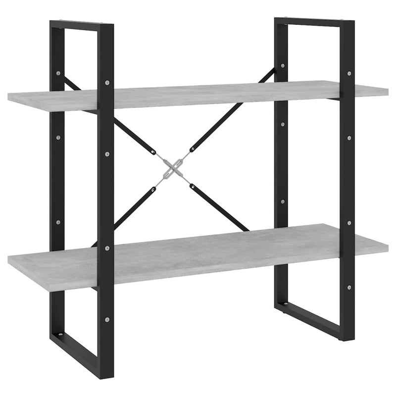 Boekenkast met 2 schappen 80x30x70 cm spaanplaat betongrijs MeubelReus