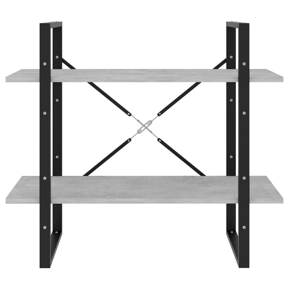 Boekenkast met 2 schappen 80x30x70 cm spaanplaat betongrijs MeubelReus