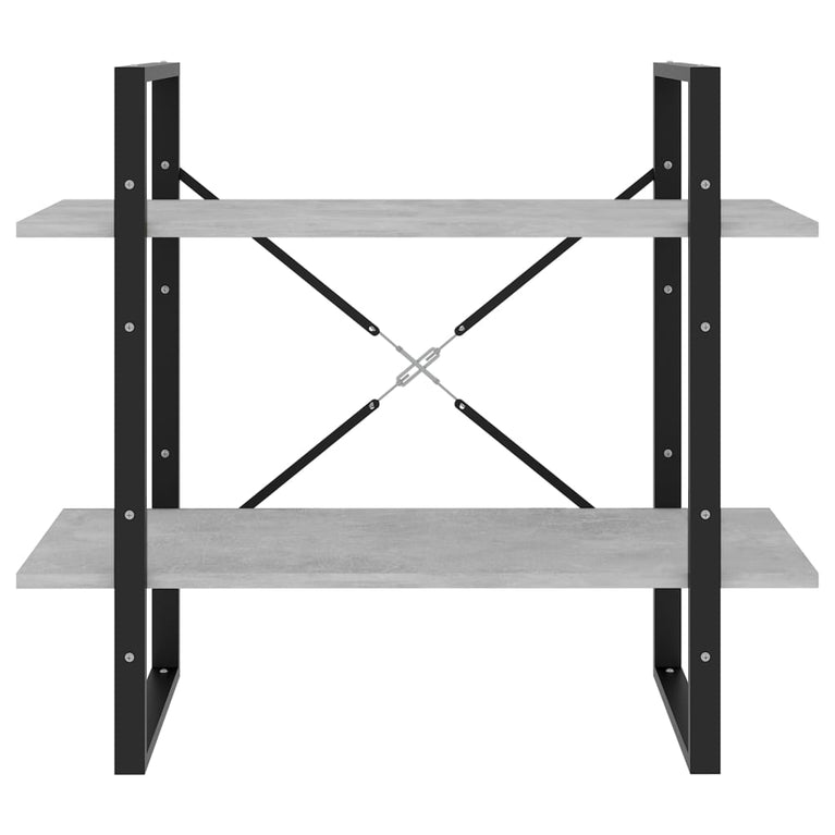 Boekenkast met 2 schappen 80x30x70 cm spaanplaat betongrijs MeubelReus