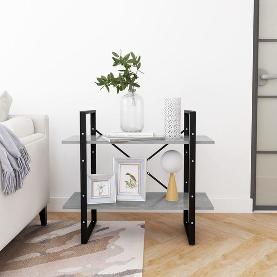 Boekenkast met 2 schappen 80x30x70 cm spaanplaat betongrijs MeubelReus