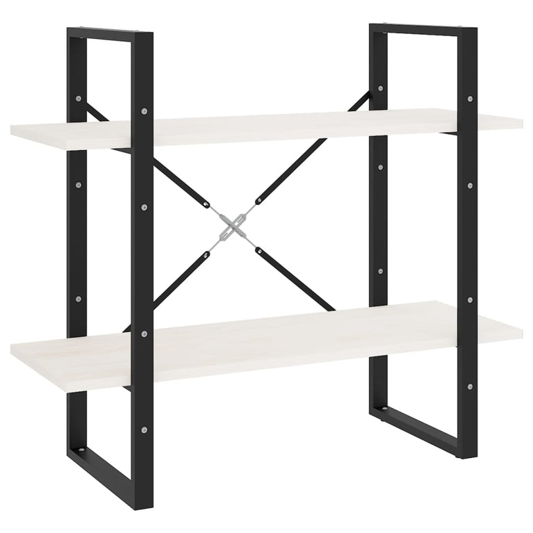 Boekenkast met 2 schappen 80x30x70 cm massief grenenhout wit MeubelReus