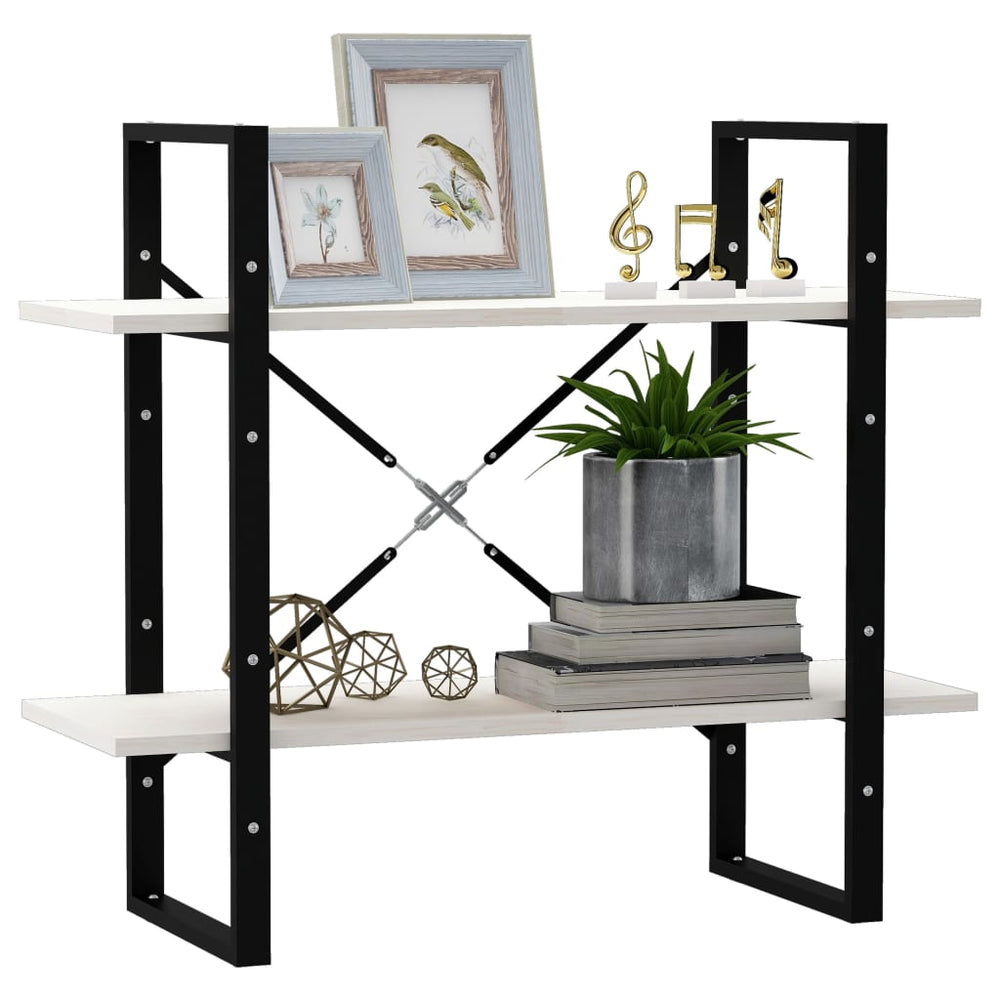 Boekenkast met 2 schappen 80x30x70 cm massief grenenhout wit MeubelReus