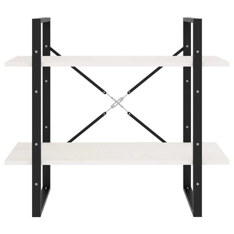Boekenkast met 2 schappen 80x30x70 cm massief grenenhout wit MeubelReus