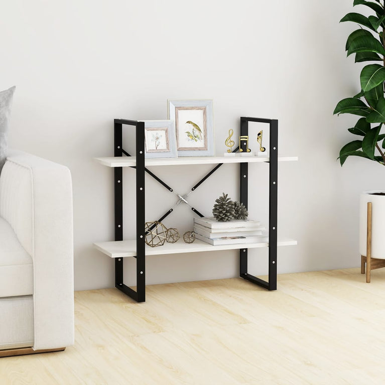 Boekenkast met 2 schappen 80x30x70 cm massief grenenhout wit MeubelReus