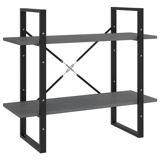 Boekenkast met 2 schappen 80x30x70 cm massief grenenhout grijs MeubelReus