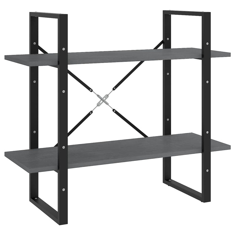 Boekenkast met 2 schappen 80x30x70 cm massief grenenhout grijs MeubelReus