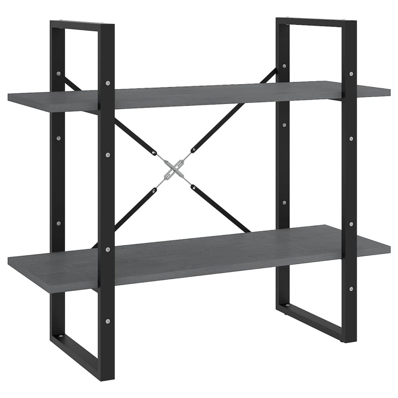 Boekenkast met 2 schappen 80x30x70 cm massief grenenhout grijs MeubelReus