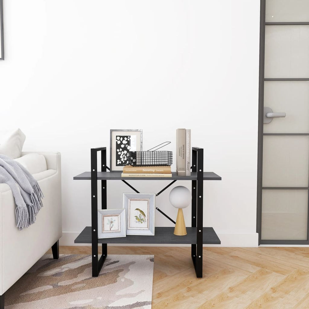 Boekenkast met 2 schappen 80x30x70 cm massief grenenhout grijs MeubelReus