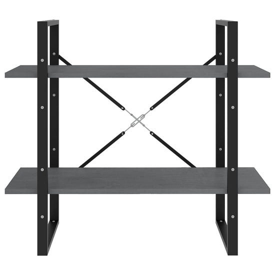 Boekenkast met 2 schappen 80x30x70 cm massief grenenhout grijs MeubelReus