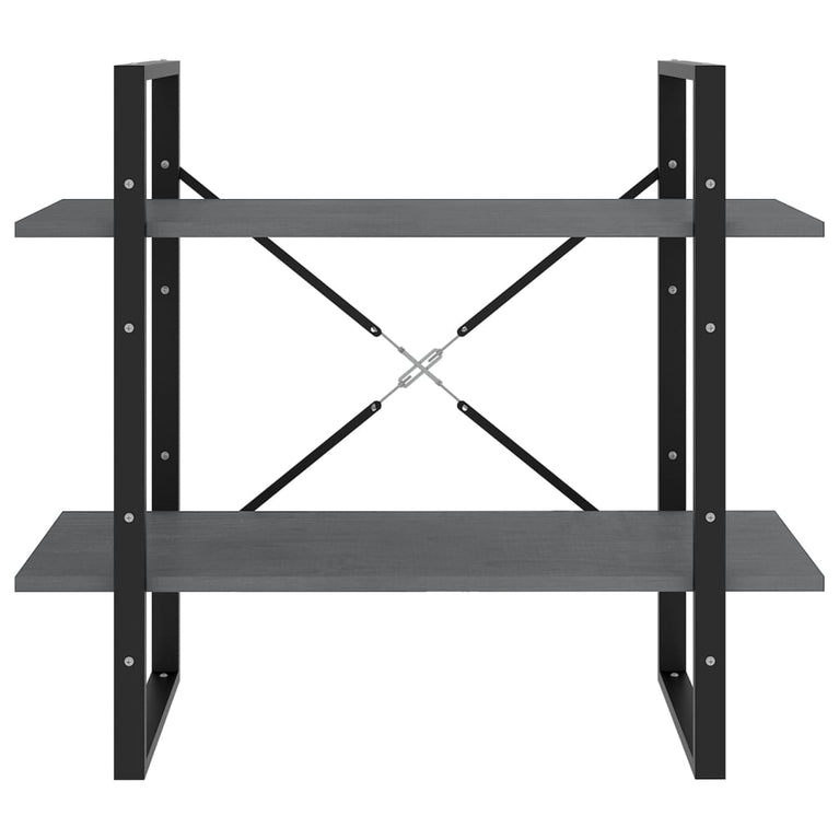 Boekenkast met 2 schappen 80x30x70 cm massief grenenhout grijs MeubelReus