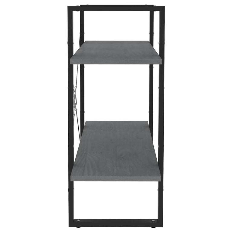 Boekenkast met 2 schappen 80x30x70 cm massief grenenhout grijs MeubelReus