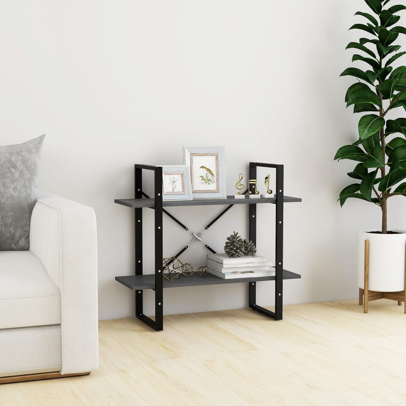 Boekenkast met 2 schappen 80x30x70 cm massief grenenhout grijs MeubelReus
