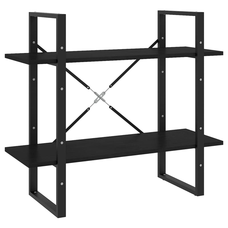 Boekenkast met 2 schappen 80x30x70 cm massief grenenhout zwart MeubelReus