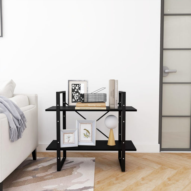 Boekenkast met 2 schappen 80x30x70 cm massief grenenhout zwart MeubelReus