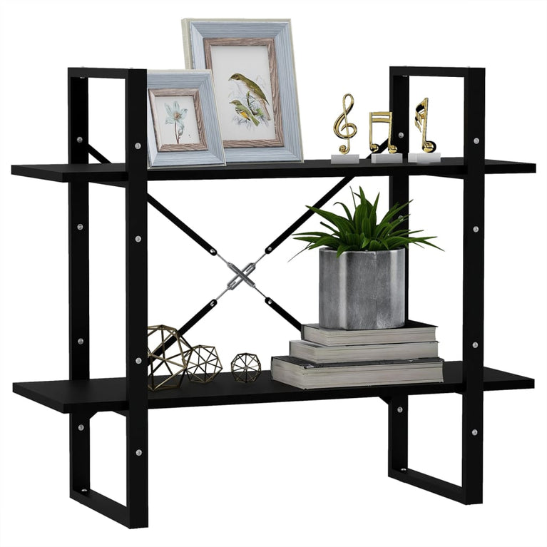 Boekenkast met 2 schappen 80x30x70 cm massief grenenhout zwart MeubelReus