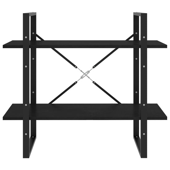 Boekenkast met 2 schappen 80x30x70 cm massief grenenhout zwart MeubelReus