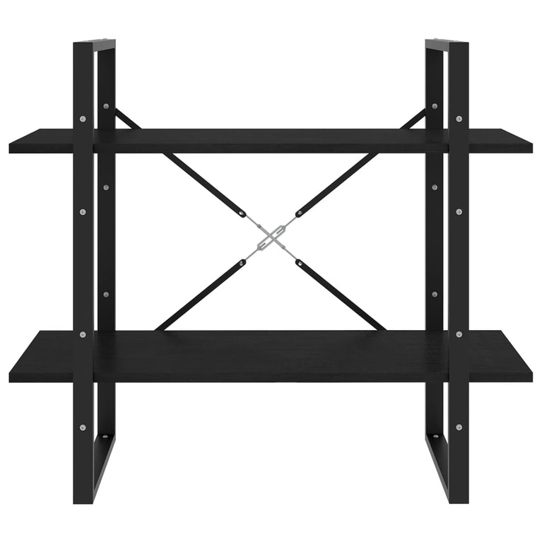 Boekenkast met 2 schappen 80x30x70 cm massief grenenhout zwart MeubelReus