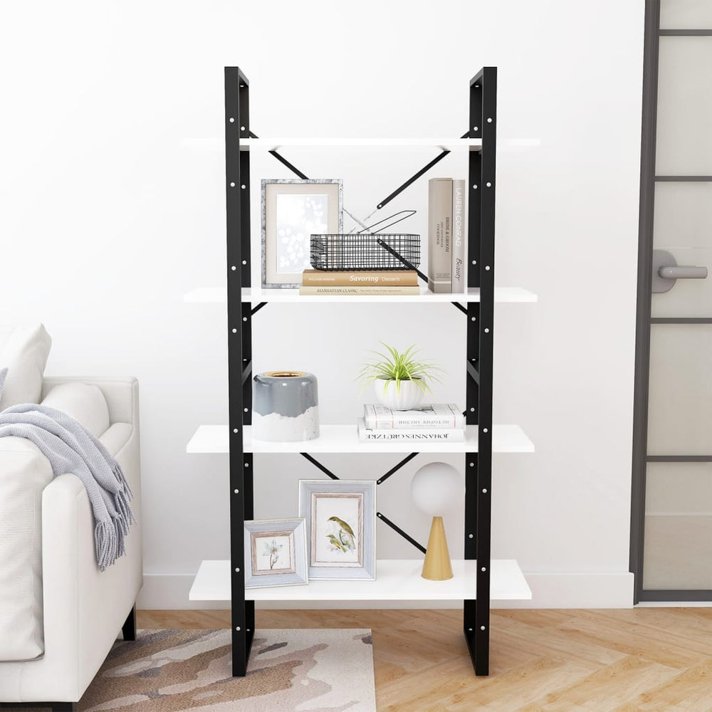 Boekenkast met 4 schappen 80x30x140 cm spaanplaat wit MeubelReus