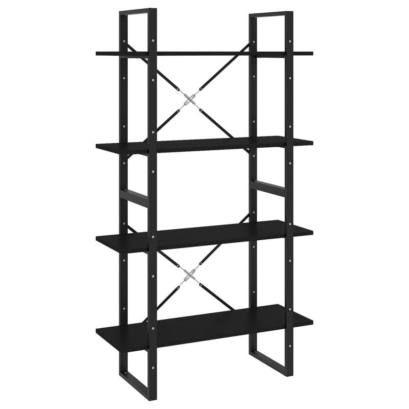 Boekenkast met 4 schappen 80x30x140 cm spaanplaat zwart MeubelReus