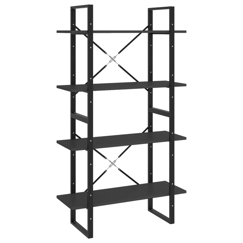 Boekenkast met 4 schappen 80x30x140 cm spaanplaat grijs MeubelReus