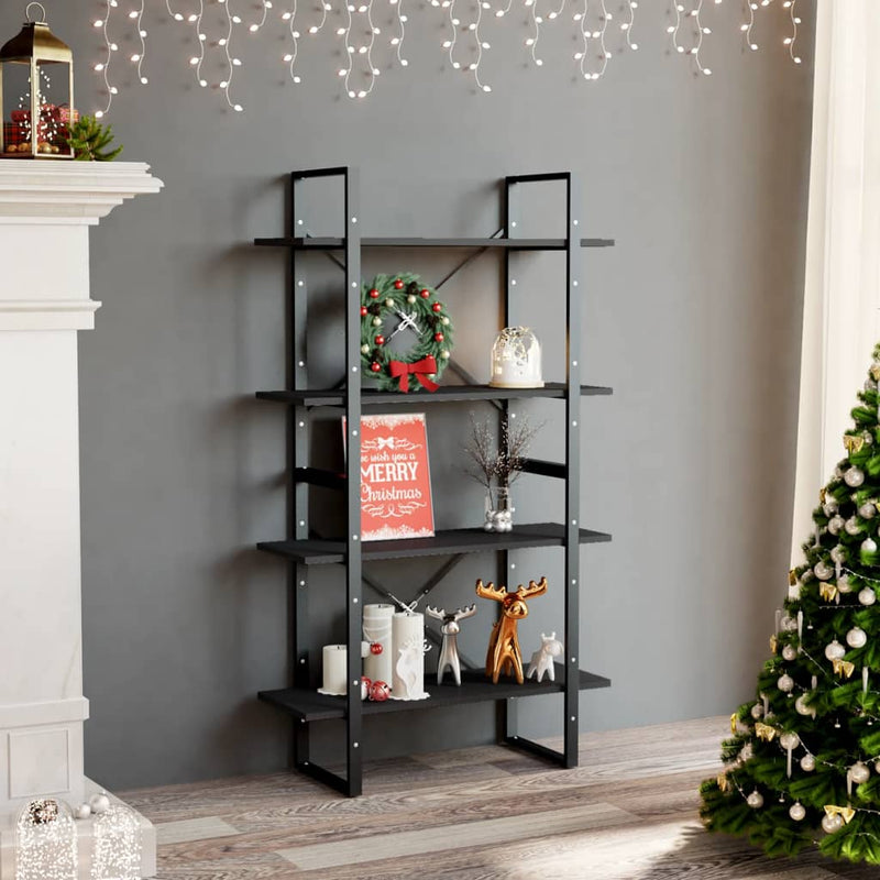 Boekenkast met 4 schappen 80x30x140 cm spaanplaat grijs MeubelReus