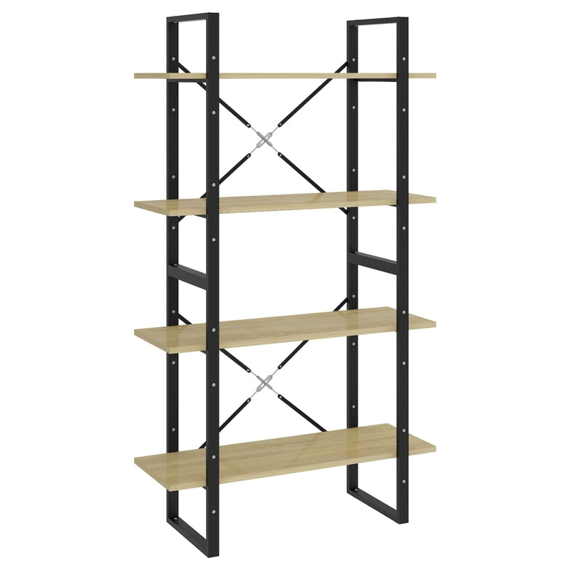 Boekenkast met 4 schappen 80x30x140 cm spaanplaat sonoma eiken MeubelReus