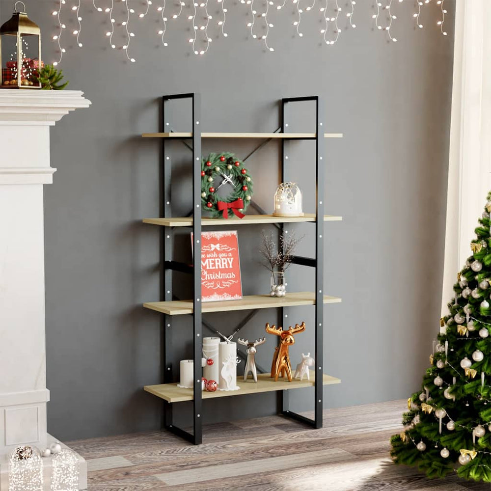Boekenkast met 4 schappen 80x30x140 cm spaanplaat sonoma eiken MeubelReus