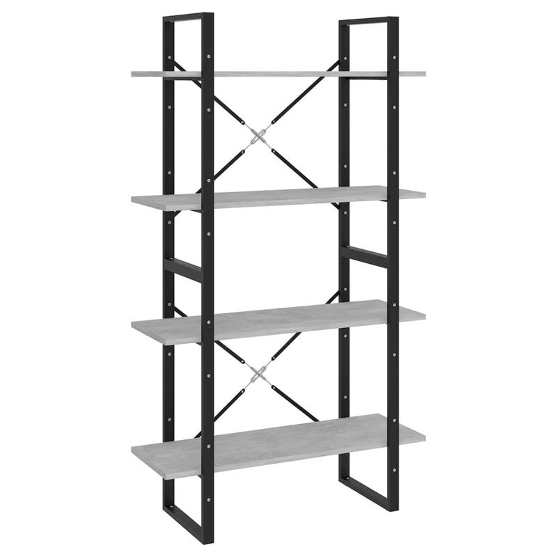 Boekenkast met 4 schappen 80x30x140 cm spaanplaat betongrijs MeubelReus