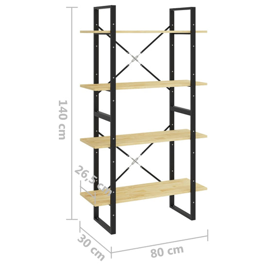 Boekenkast met 4 schappen 80x30x140 cm massief grenenhout MeubelReus