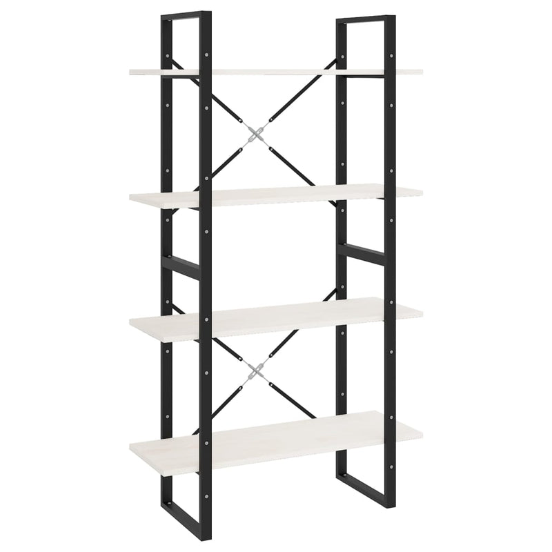 Boekenkast met 4 schappen 80x30x140 cm massief grenenhout wit MeubelReus