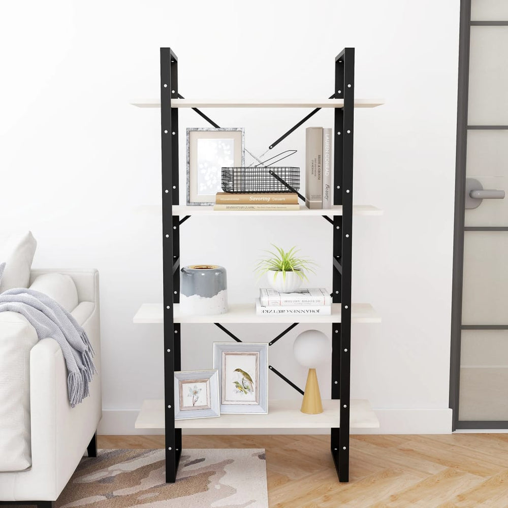 Boekenkast met 4 schappen 80x30x140 cm massief grenenhout wit MeubelReus