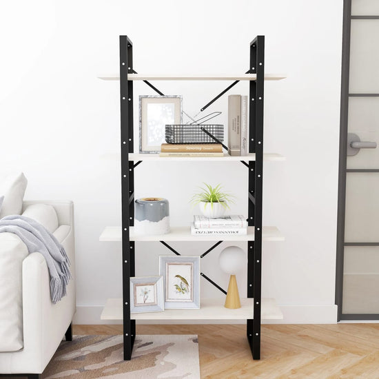 Boekenkast met 4 schappen 80x30x140 cm massief grenenhout wit MeubelReus