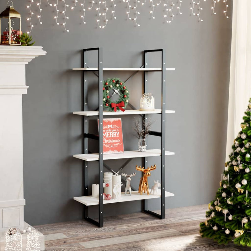 Boekenkast met 4 schappen 80x30x140 cm massief grenenhout wit MeubelReus