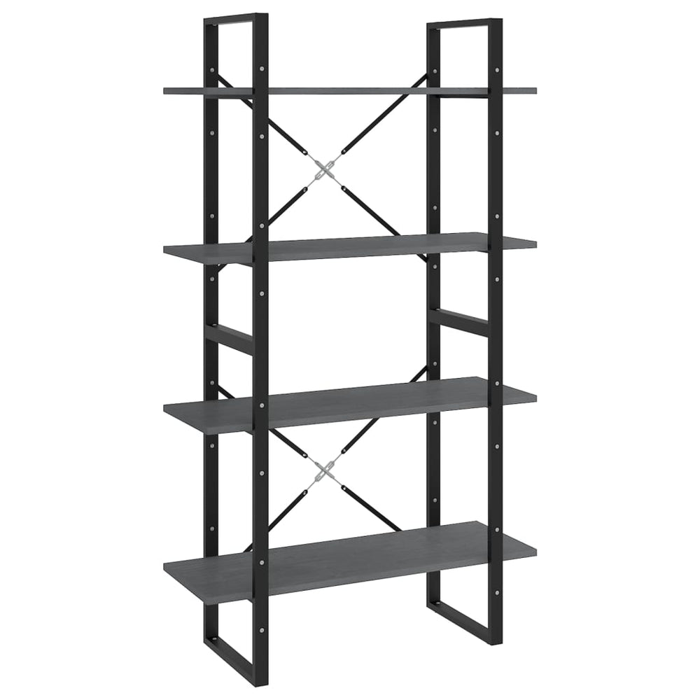 Boekenkast met 4 schappen 80x30x140 cm massief grenenhout grijs MeubelReus