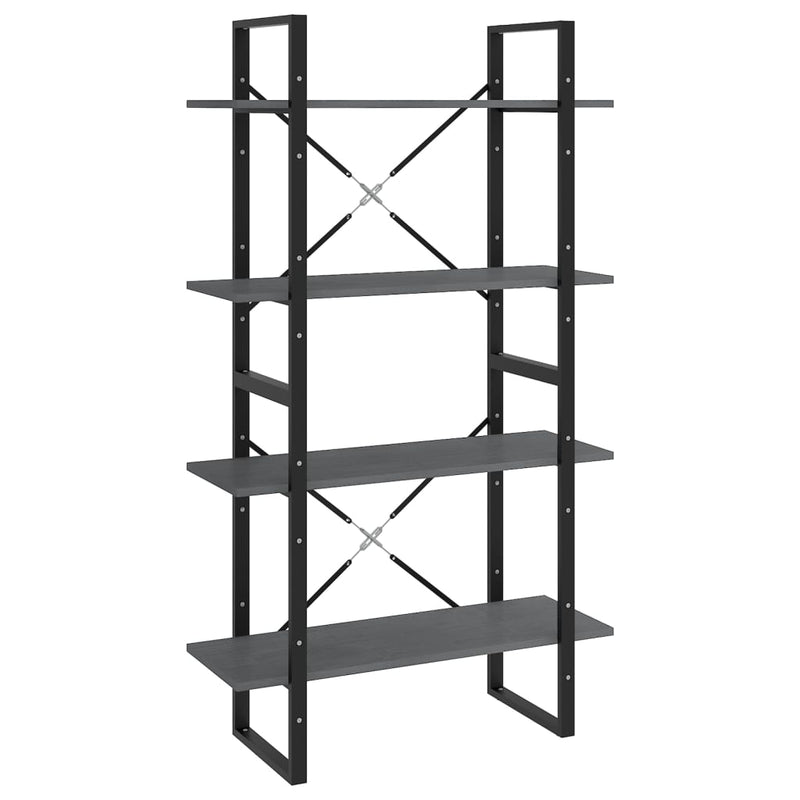 Boekenkast met 4 schappen 80x30x140 cm massief grenenhout grijs MeubelReus