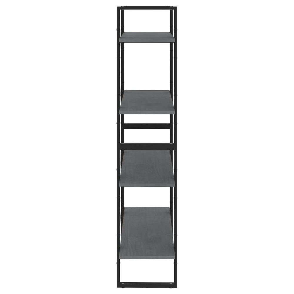 Boekenkast met 4 schappen 80x30x140 cm massief grenenhout grijs MeubelReus