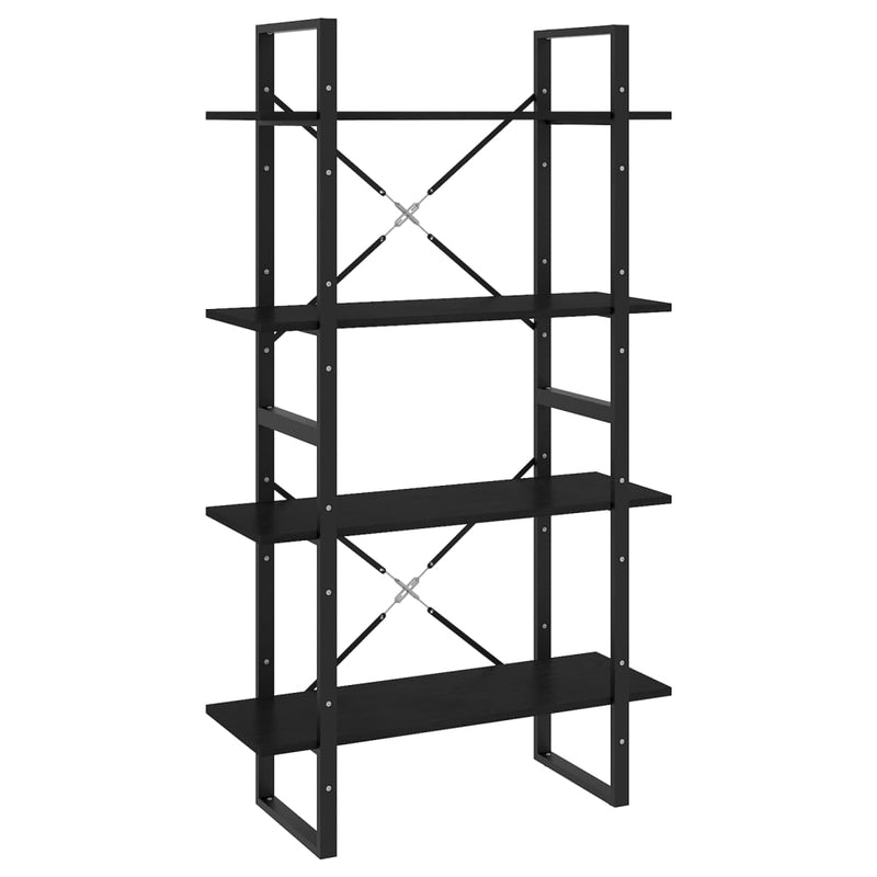 Boekenkast met 4 schappen 80x30x140 cm massief grenenhout zwart MeubelReus