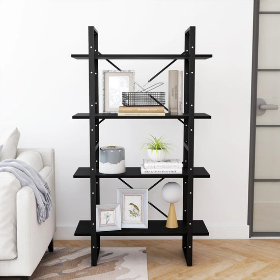 Boekenkast met 4 schappen 80x30x140 cm massief grenenhout zwart MeubelReus
