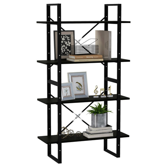 Boekenkast met 4 schappen 80x30x140 cm massief grenenhout zwart MeubelReus