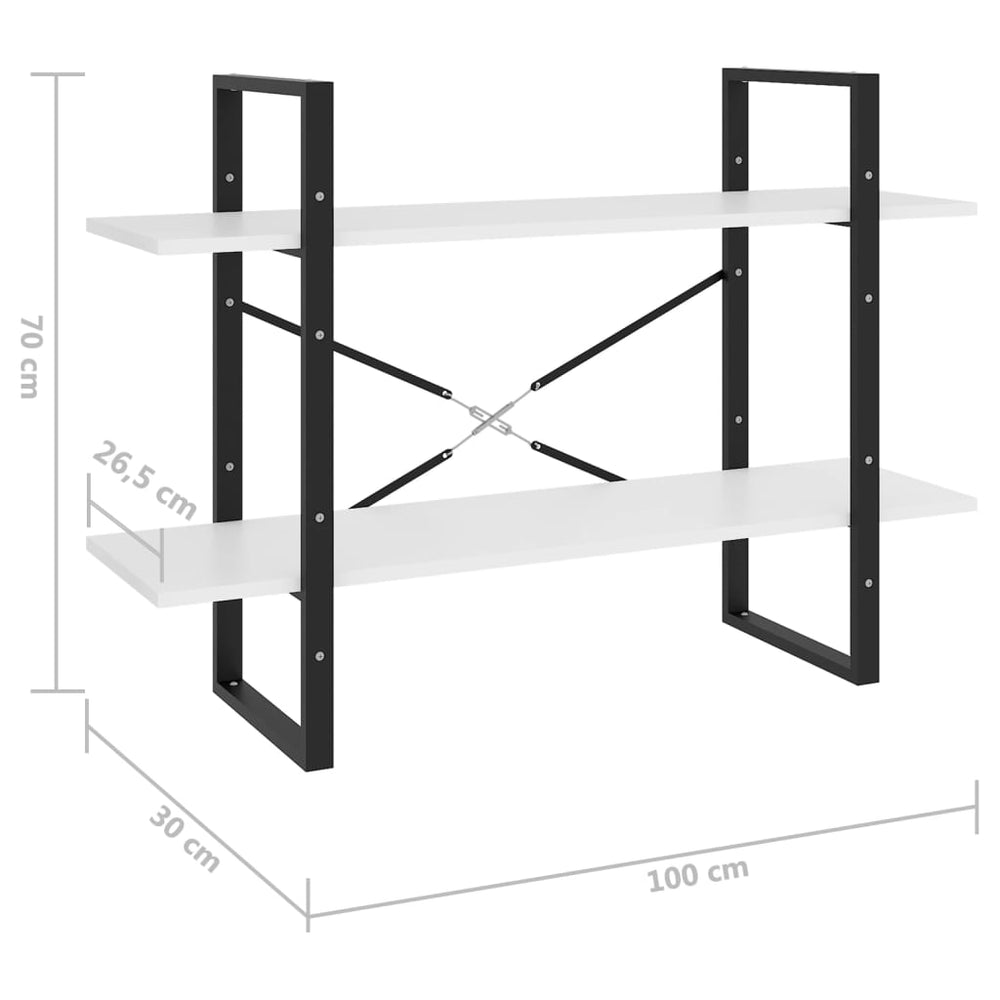 Boekenkast met 2 schappen 100x30x70 cm spaanplaat wit MeubelReus