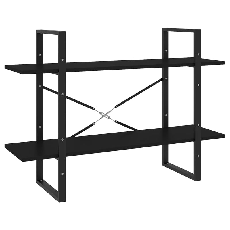 Boekenkast met 2 schappen 100x30x70 cm spaanplaat zwart MeubelReus