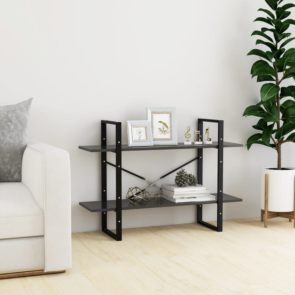 Boekenkast met 2 schappen 100x30x70 cm spaanplaat grijs MeubelReus